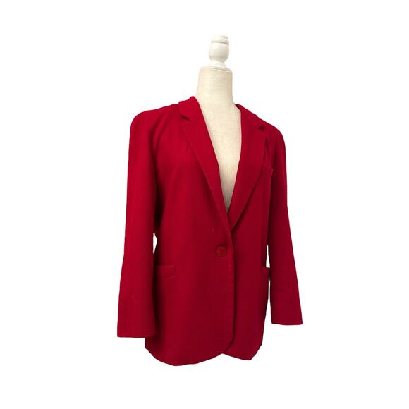 Premier Collection Women Classic Vintage Wool Solid Red Blazer Size Petite Small - Picture 2 of 11
